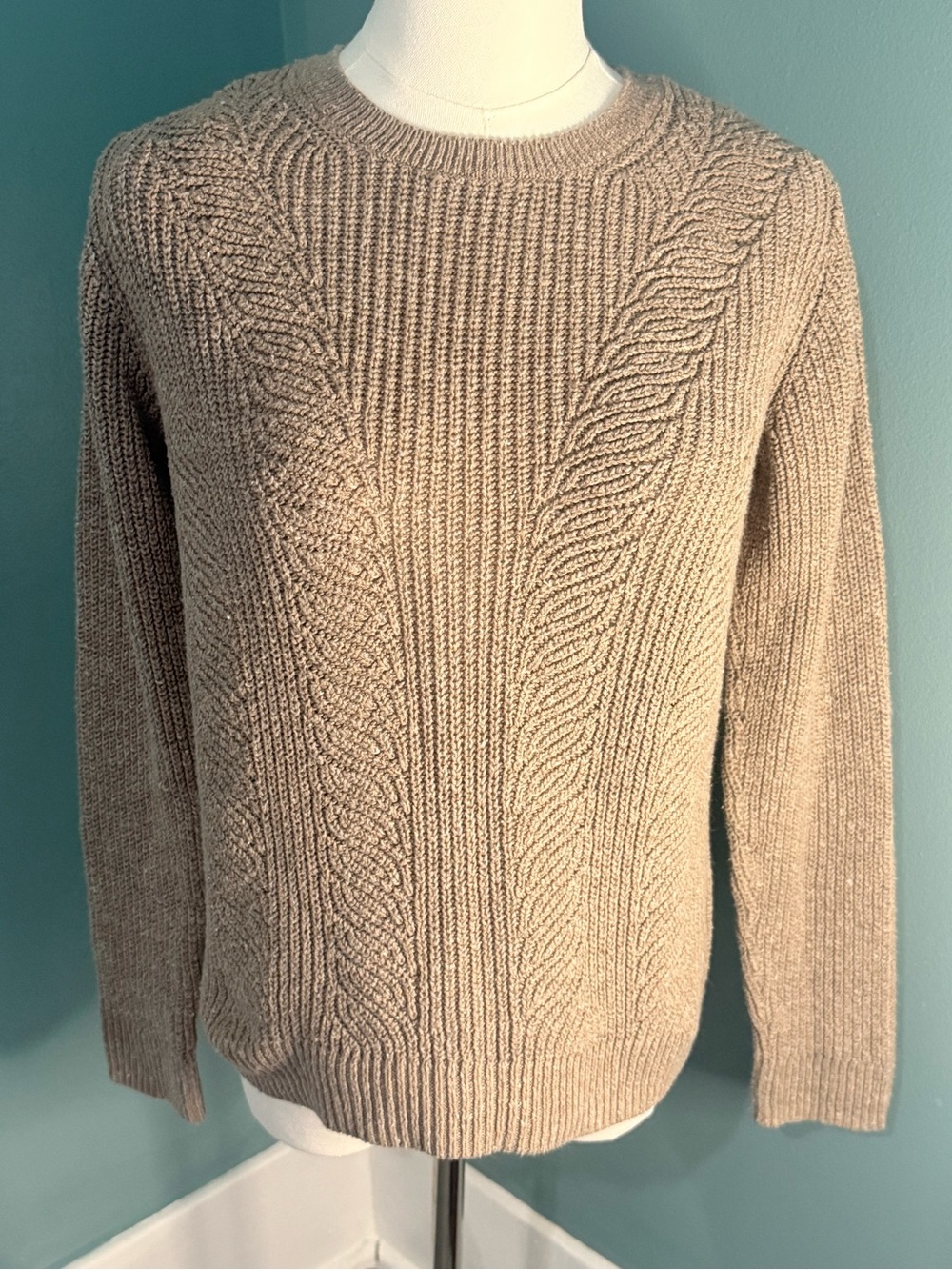 Croft & Barrow Small Taupe Cable Knit Cotton Blend Sweater